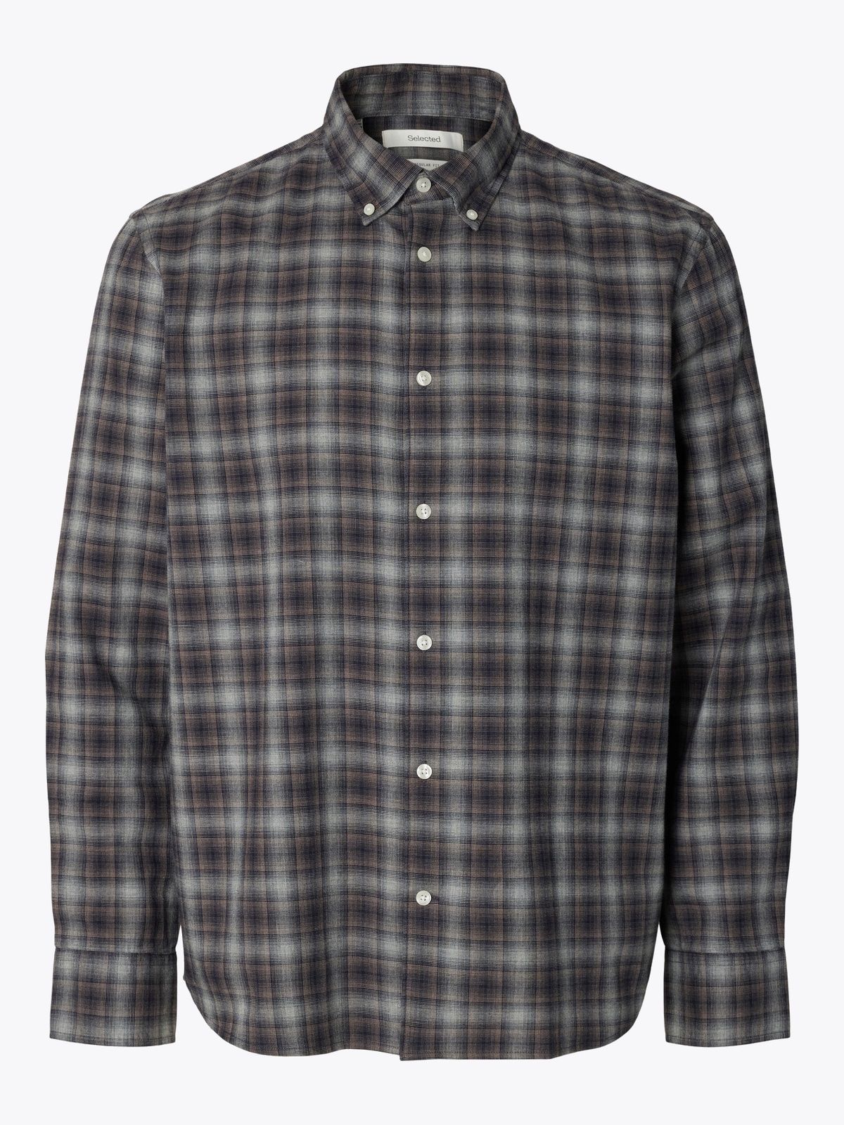 Selected Homme Regular Cole Jay Melange Long Sleeve Shirt Sky Captain Brown
