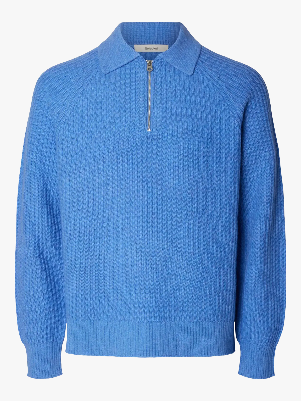 Selected Homme Ben Long Sleeve Knit Half Zip Polo Granada Sky