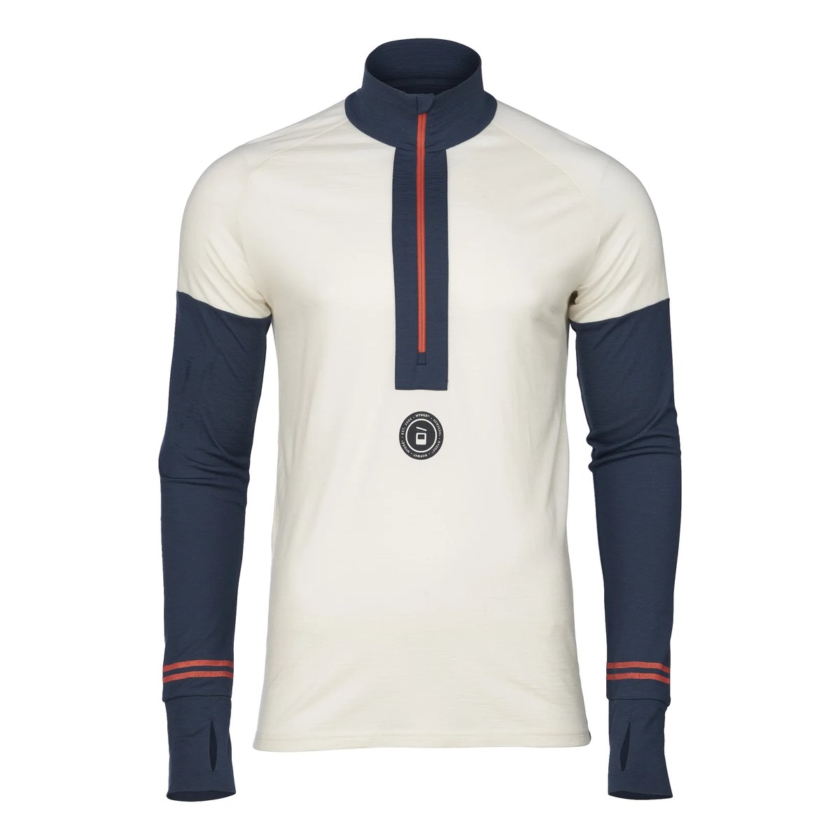 Hygge Men's Hyggewool 180 Zip Neck White, Navy, Bonfire