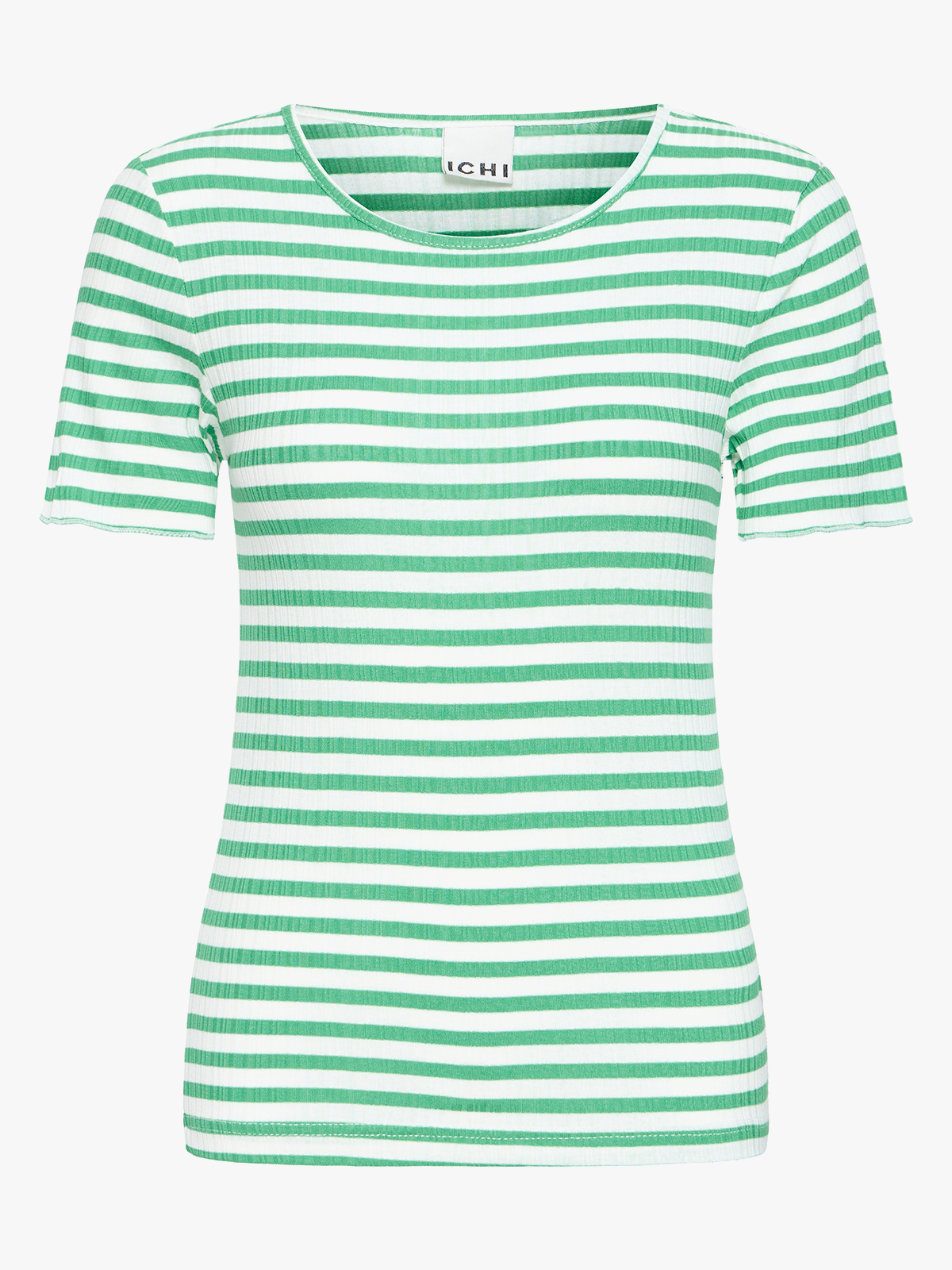 Ichi Cella Short Sleeve Kelly Green / Cloud Dancer