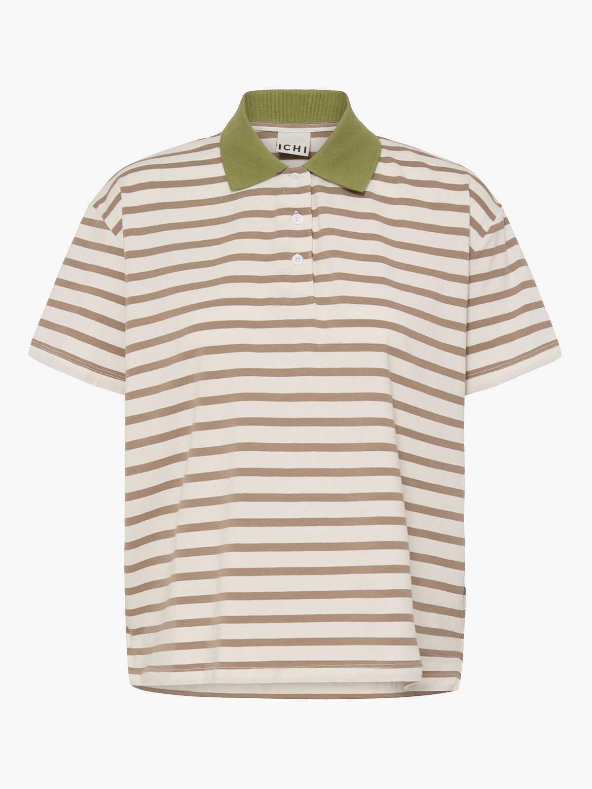 Ichi Mira Polo Short Sleeve Sepia Tint / Cloud Dancer