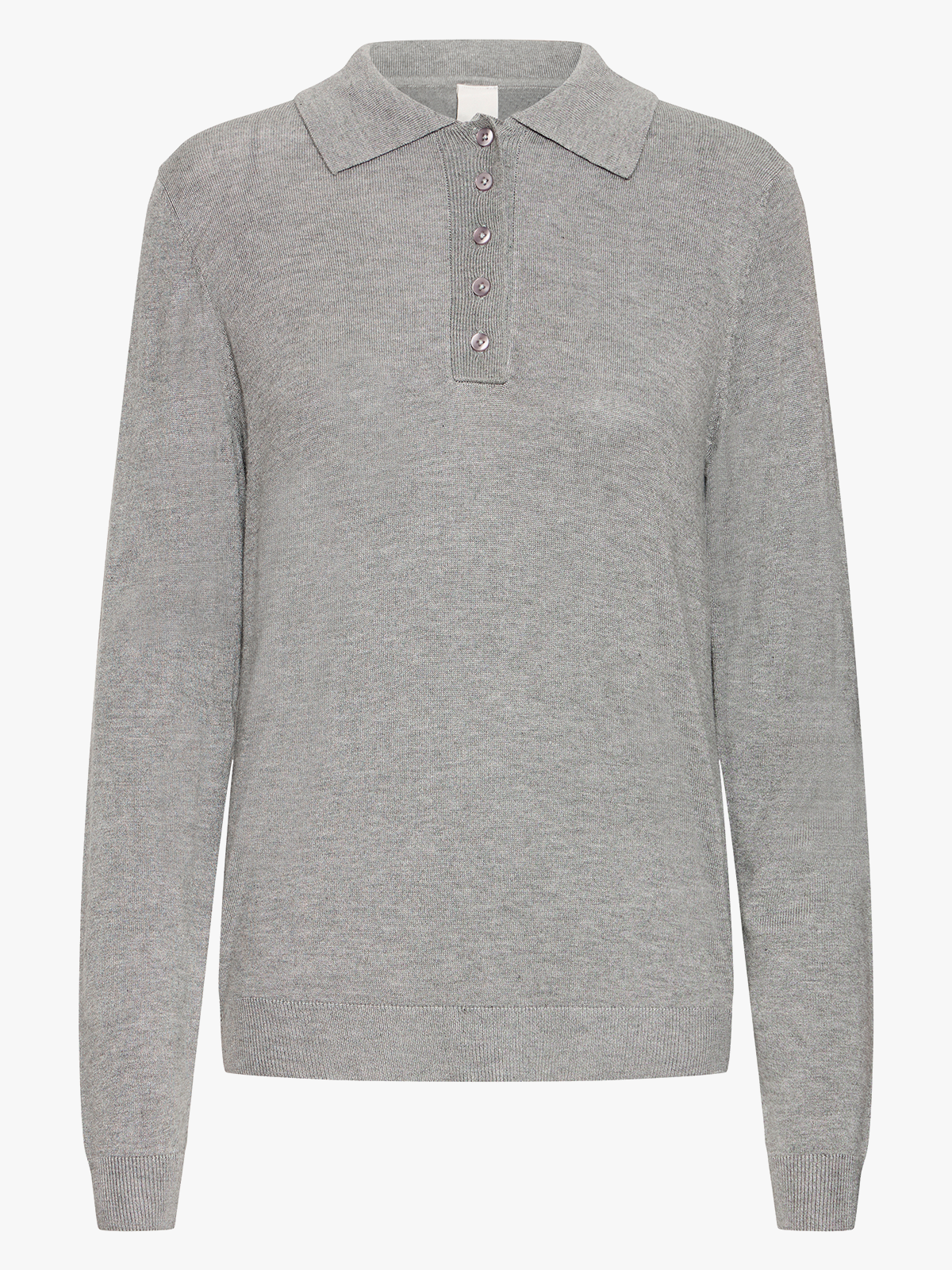 Ichi Mafa Polo Long Sleeve Grey Melange