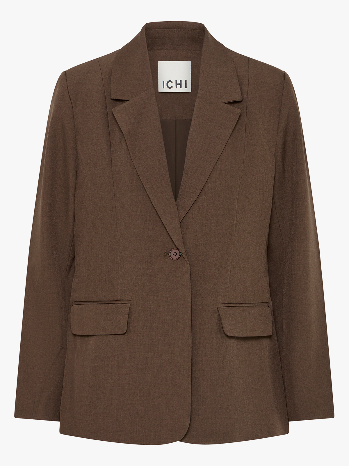 Ichi Fava Long Blazer Slate Black Melange