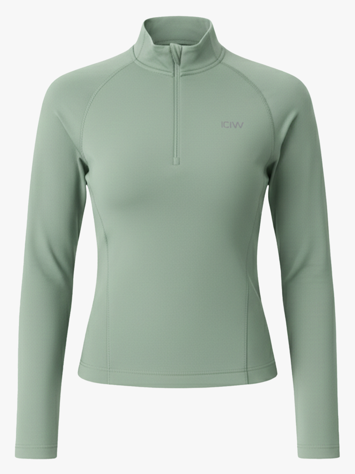 ICIW Define Seamless Invisible 1/2 Zip Long Sleeve Light Moss Green