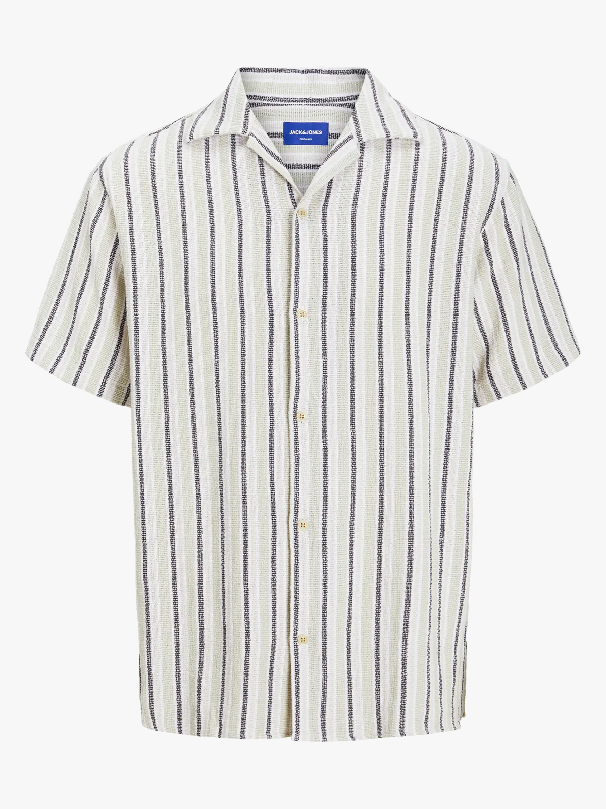 Jack and Jones Coba Stripe Resort Shirt Short Sleeve Celadon Tint