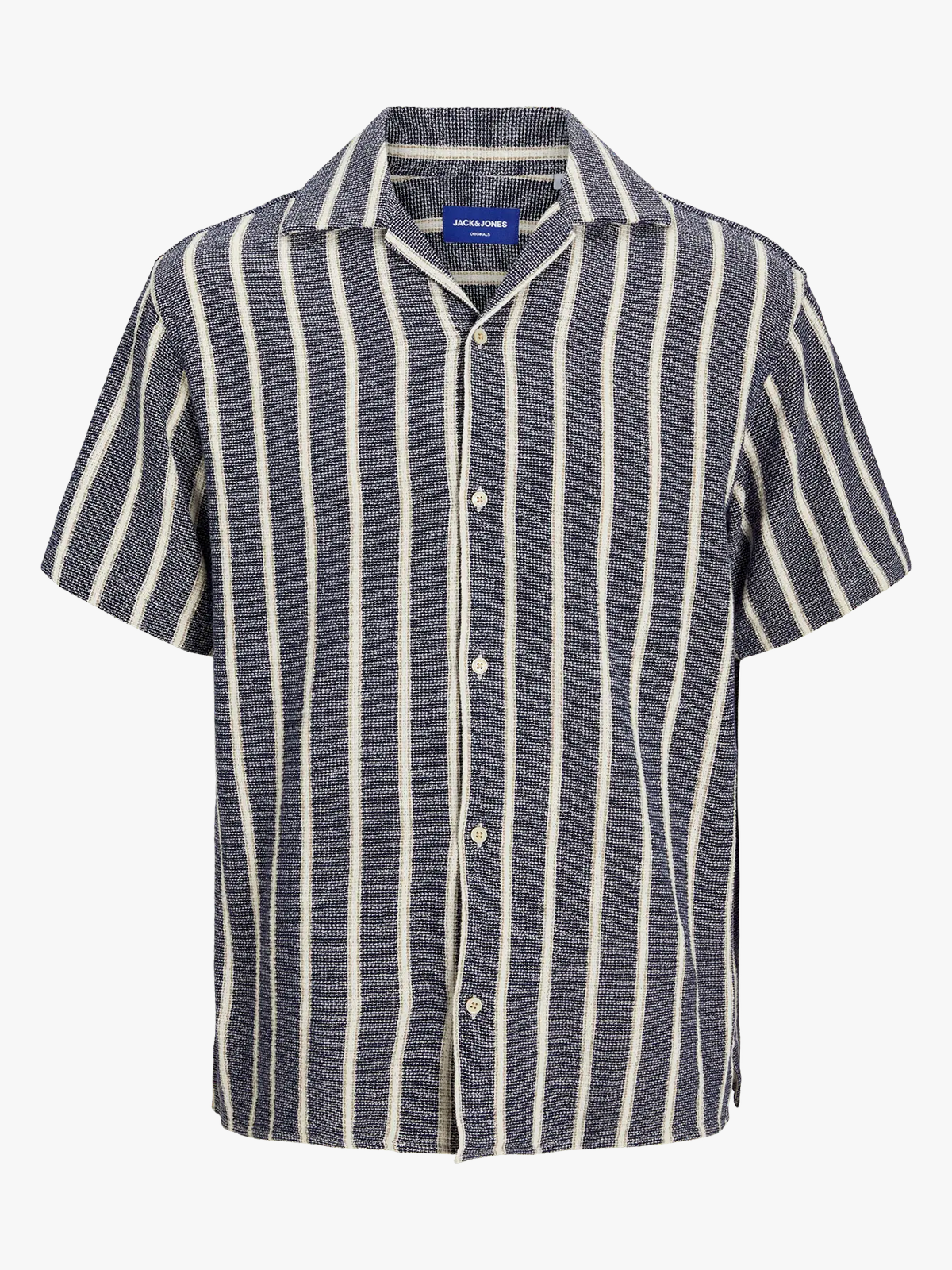 Jack and Jones Coba Stripe Resort Shirt Short Sleeve Ocean Cavern