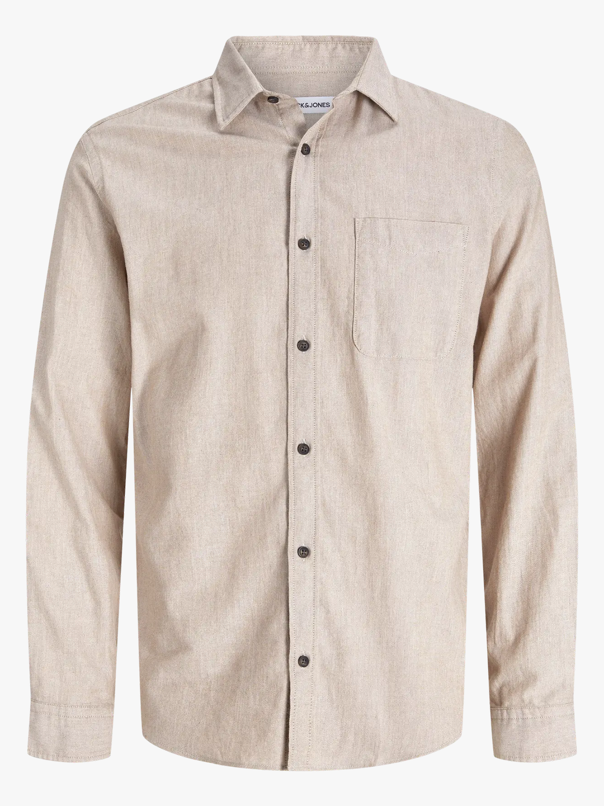 Jack and Jones Classic Melange Shirt Long Sleeve Oatmeal
