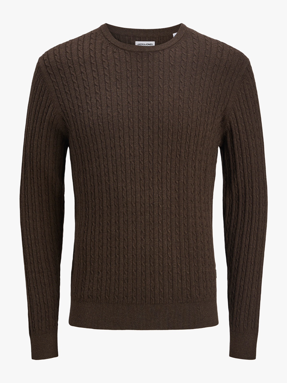 Jack and Jones Emil Knit Cable Crew Neck Mulch TWIST