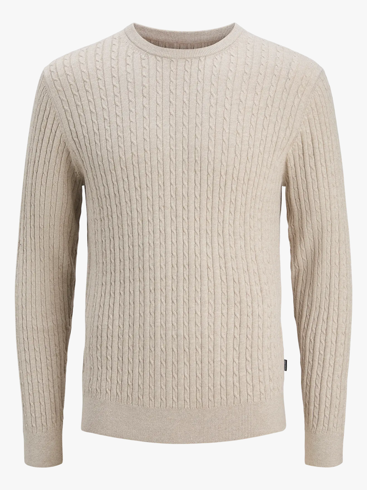 Jack and Jones Emil Knit Cable Crew Neck Oatmeal Melange