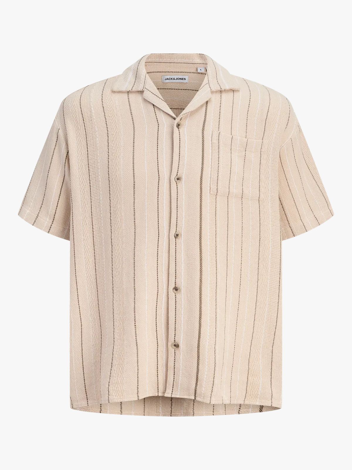 Jack and Jones Bradley Striped Resort Shirt Short Sleeve Moonbeam