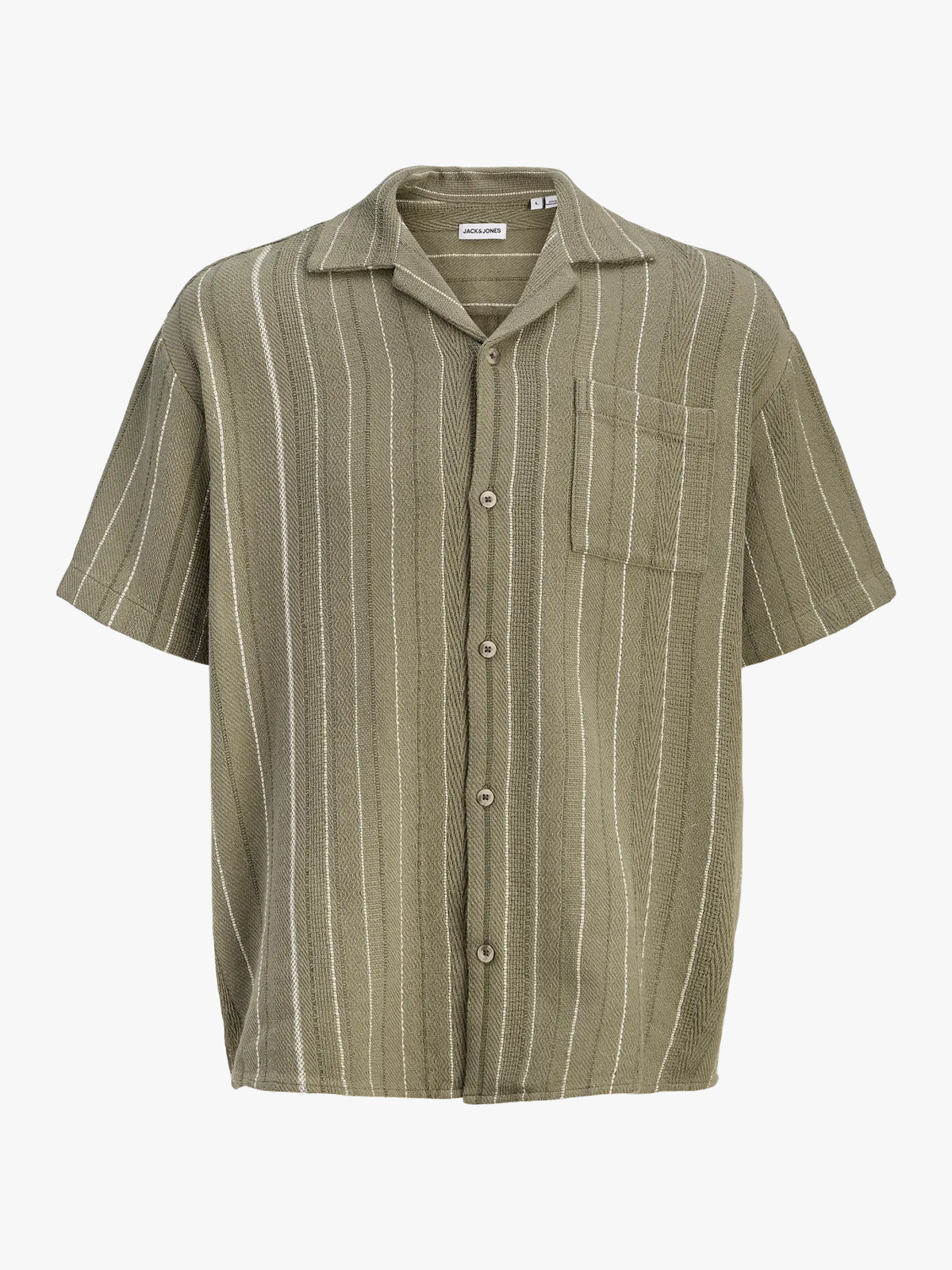 Jack and Jones Bradley Striped Resort Shirt Short Sleeve Vetiver
