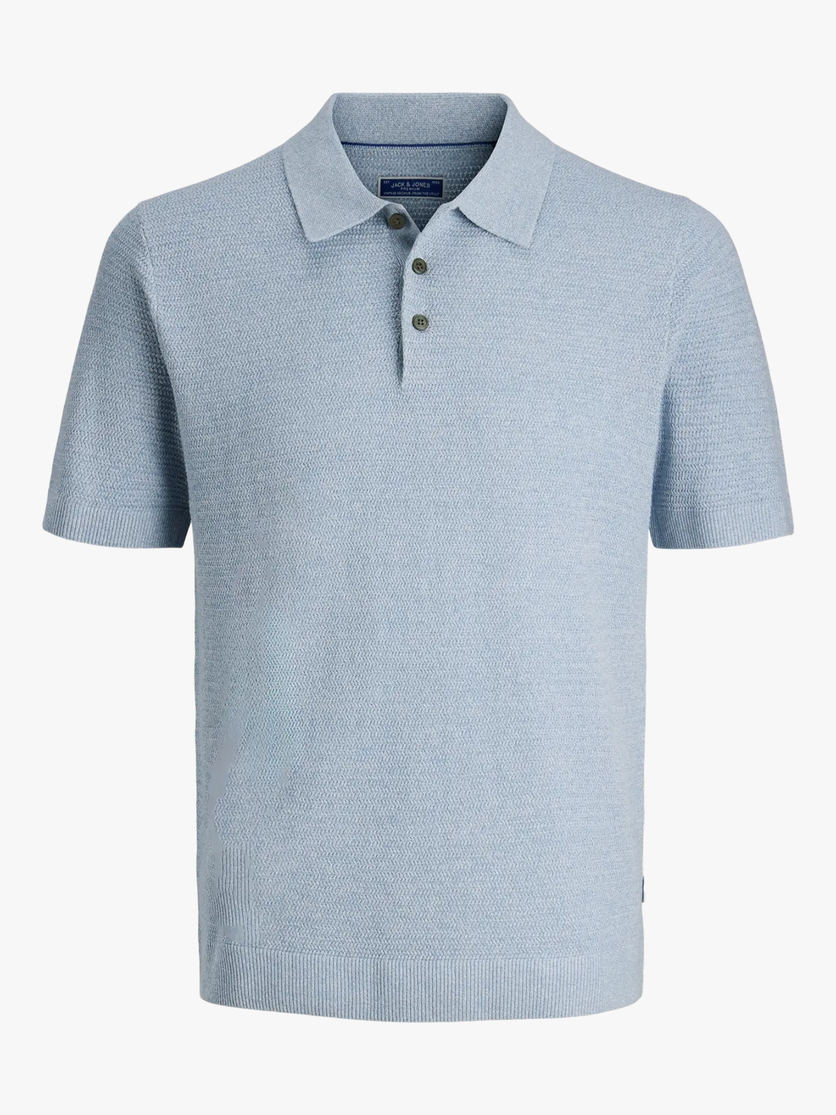 Jack and Jones Riley Knit Polo Short Sleeve Ashley Blue twist