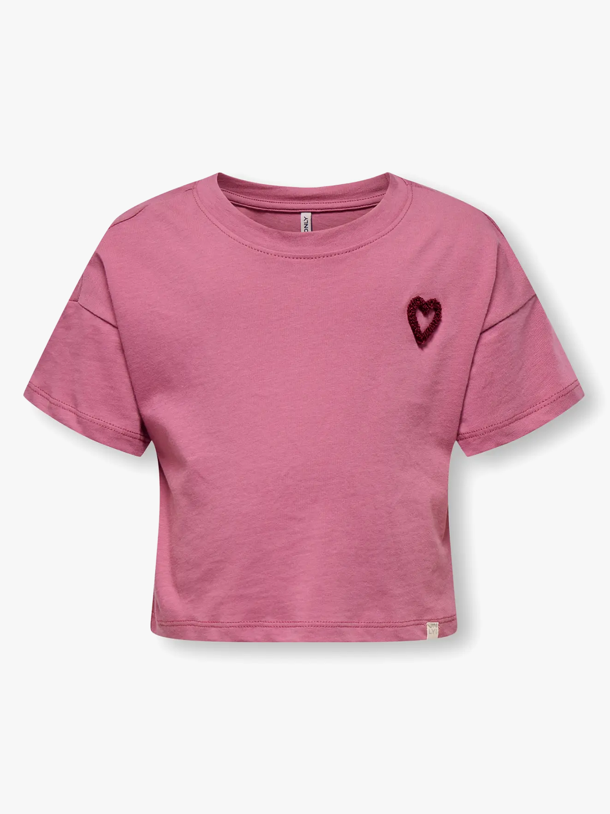 Kids Only Anna Short Sleeve Heart Tee Juniors Heather Rose Heart/Beaujolais