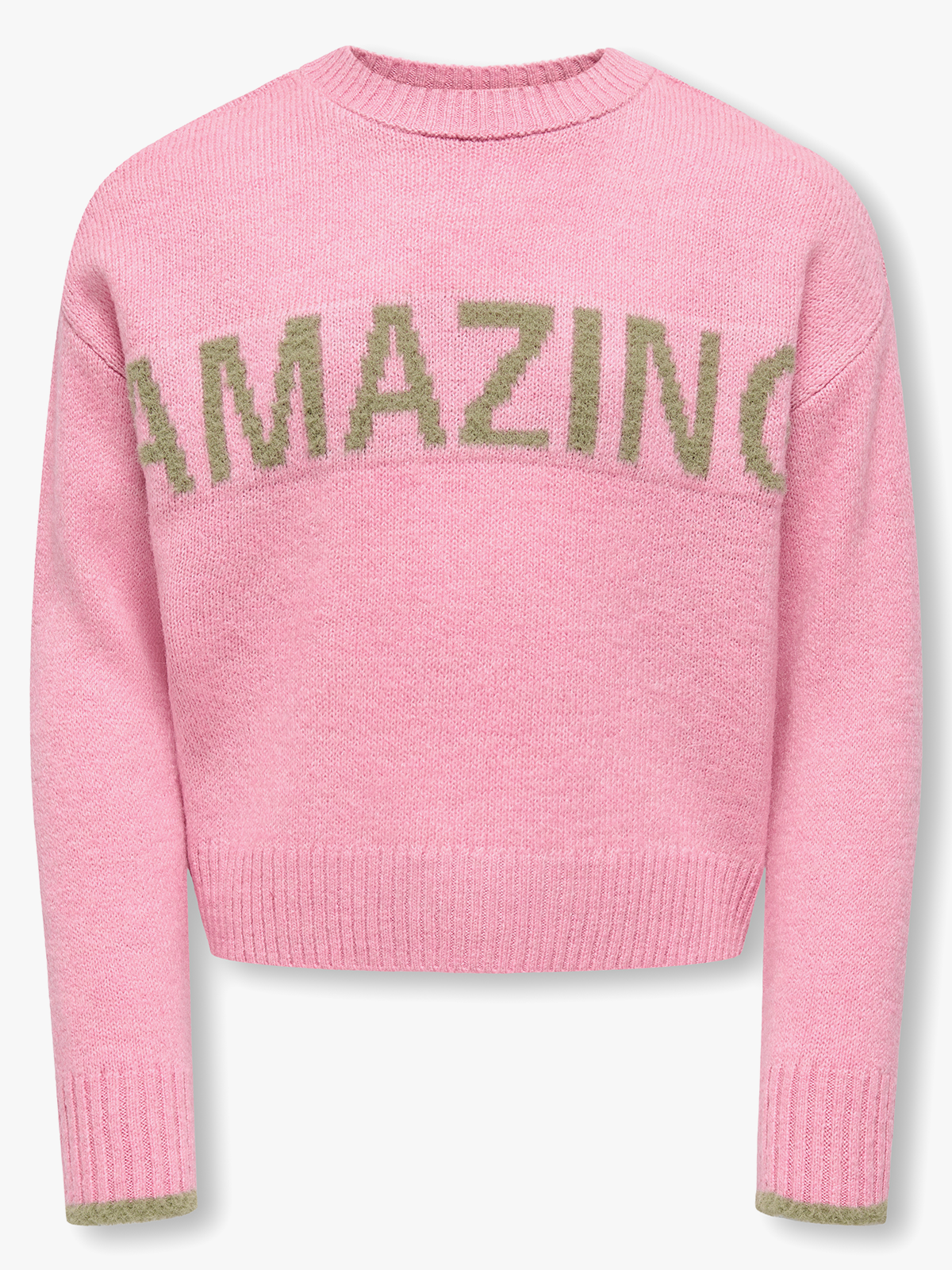 Kids Only Amour Long Sleeve Oneck Pullover Knit Sea Pink