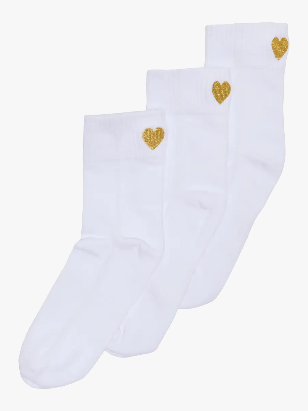 Kids Only Tine Heart Tennis Sock 3-Pack White Gold Lurex Heart