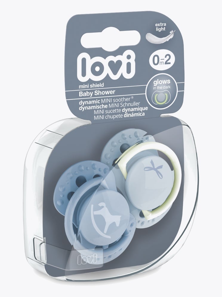 Lovi Silicone Dynamic Soother 0-2m 2pk Baby Shower Boy Blå