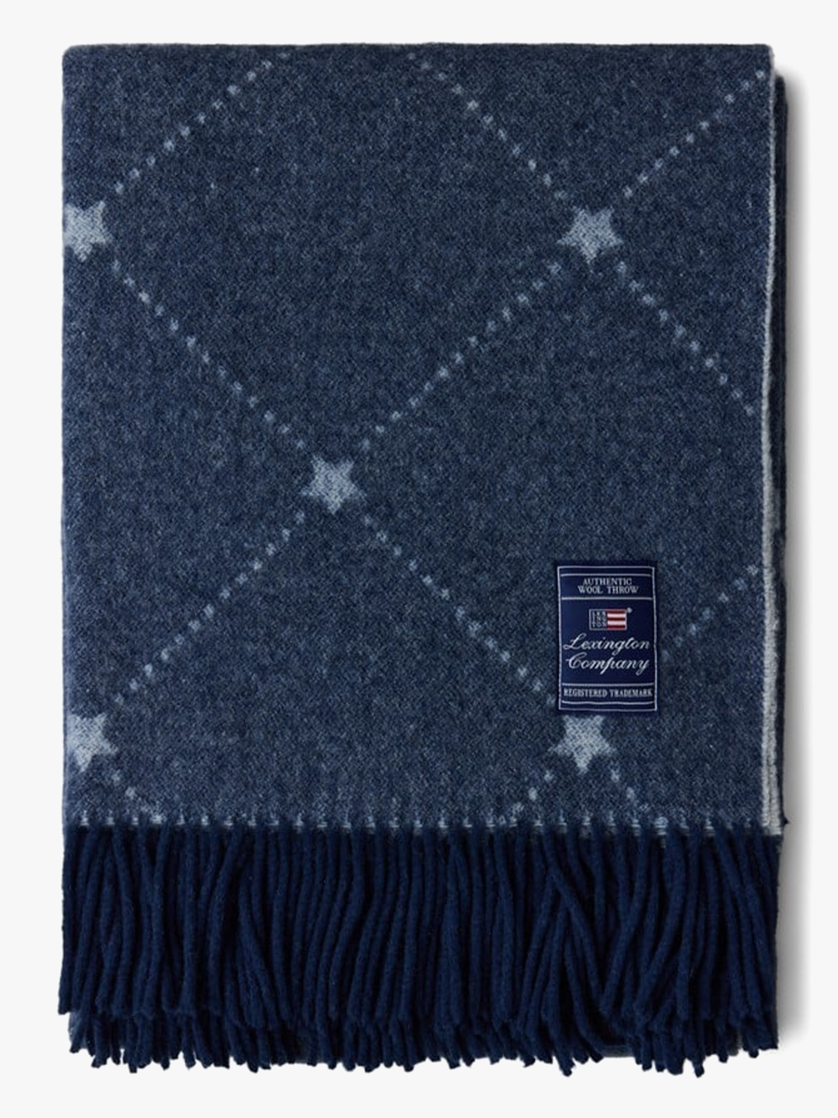Lexington Signature Star Recycled Wool Throw 130x170 Marineblå