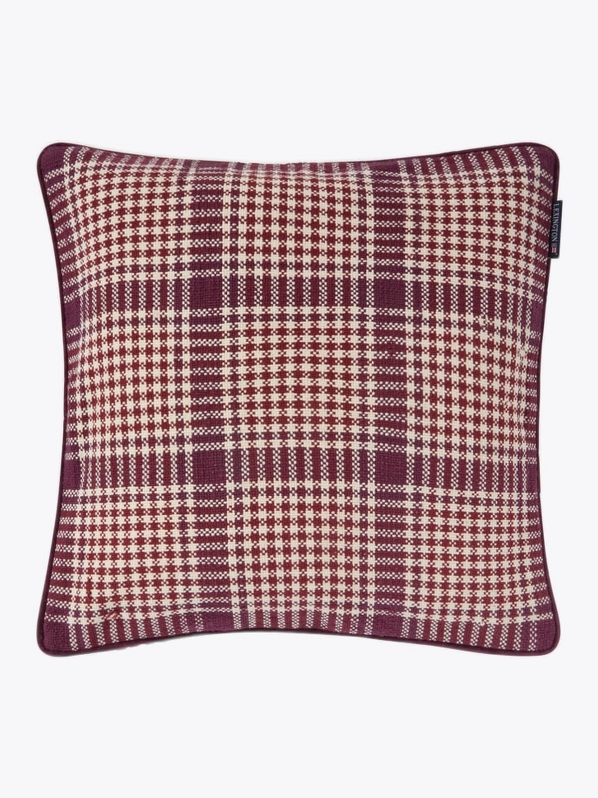 Lexington Checked Recycled Cotton Pillow Cover 50x50 Fiken/Vinrød/Lysebeige
