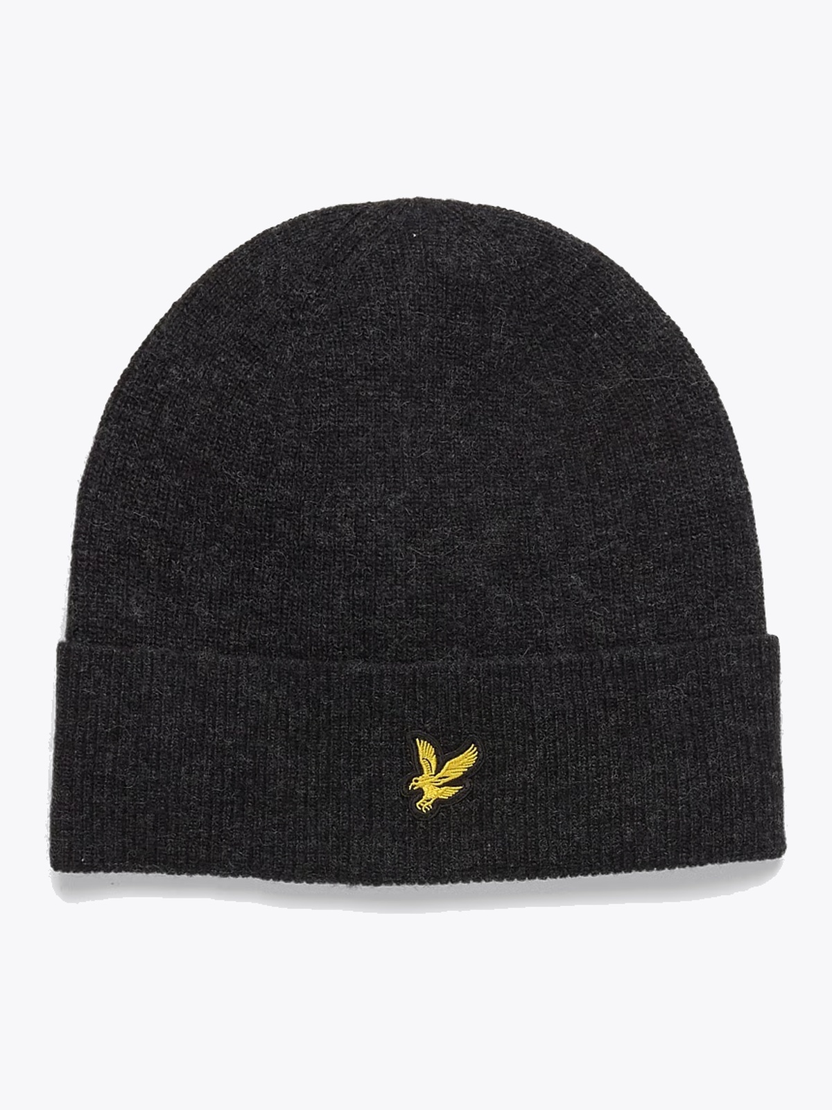 Lyle & Scott Lambswool Blend Ribbed Beanie W155 Jet Black Marl
