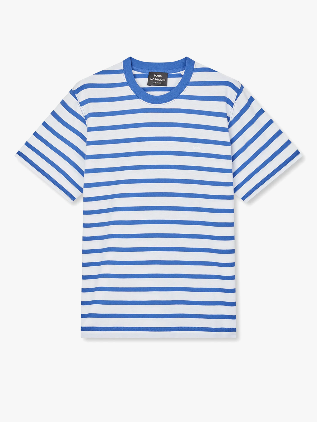 Mads Nørgaard Cotton Jersey Stripe Frode Tee Bright Cobalt / White