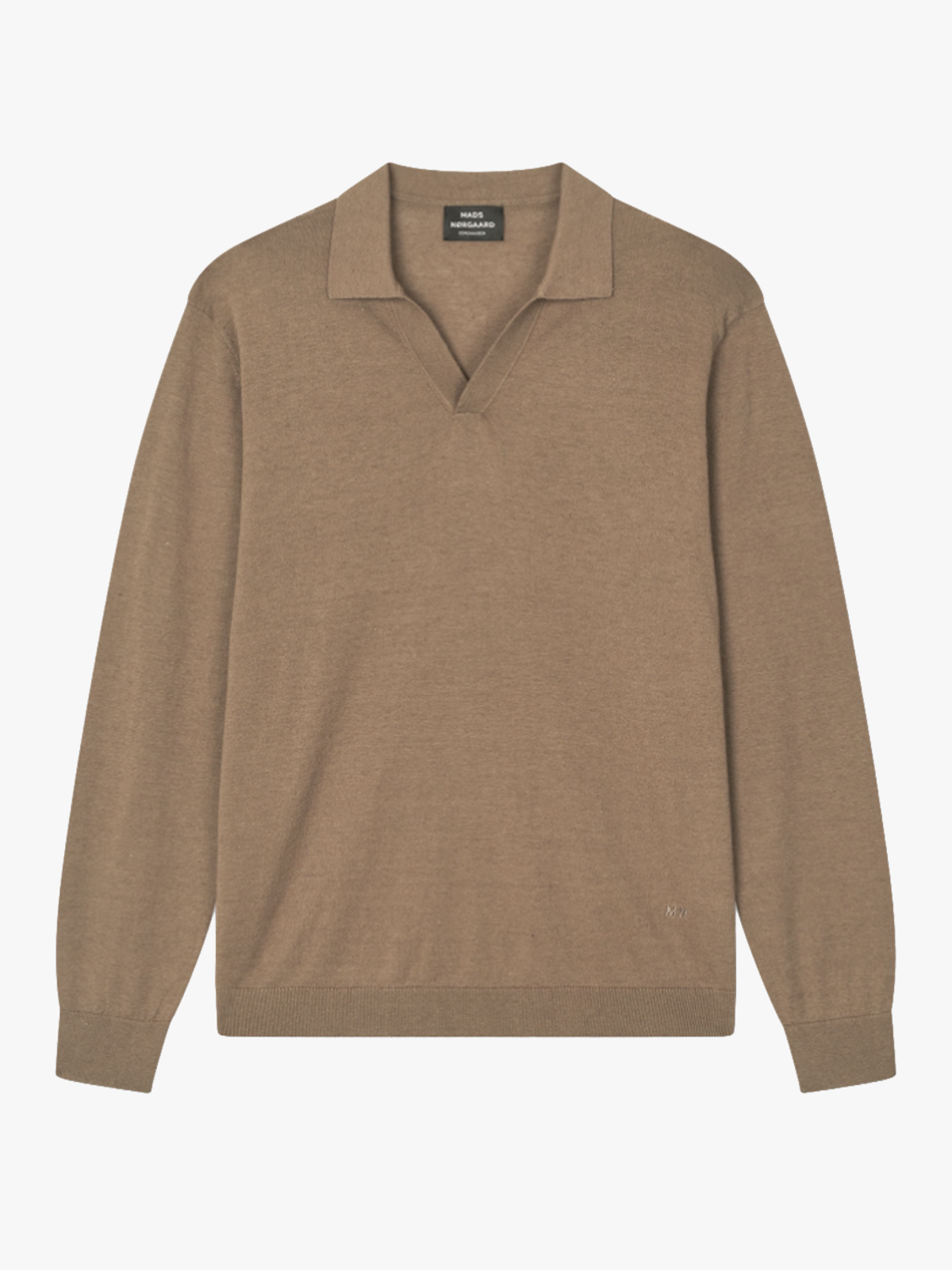 Mads Nørgaard Cotton Lino Theo Polo Long Sleeve Knit Walnut