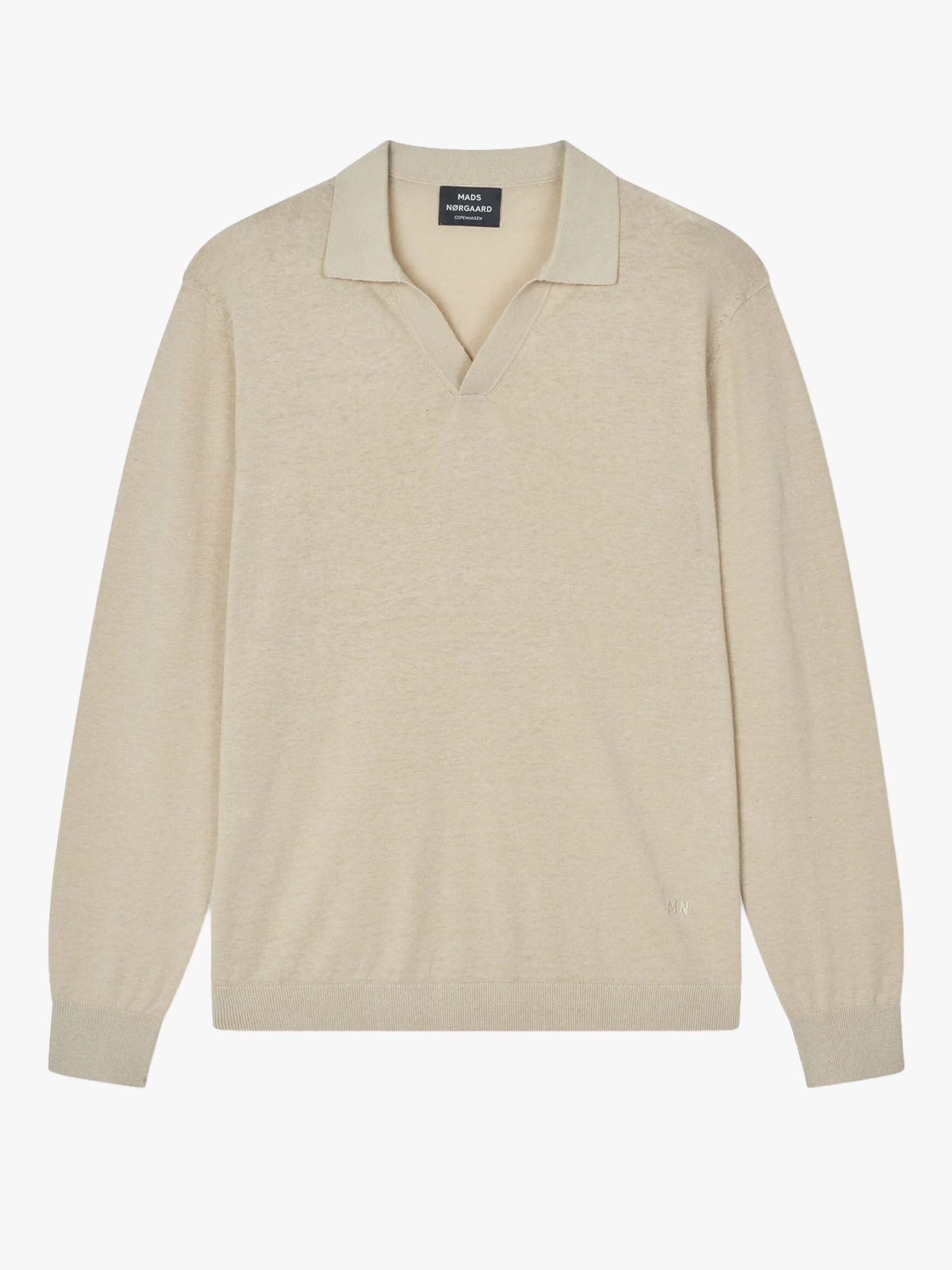 Mads Nørgaard Cotton Lino Theo Polo Long Sleeve Knit Castle Wall