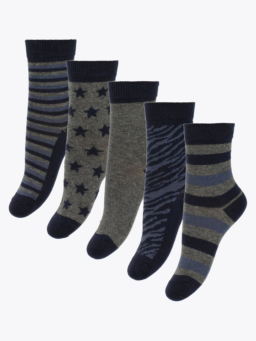 Minymo Sock W. Pattern 5-pack Grå
