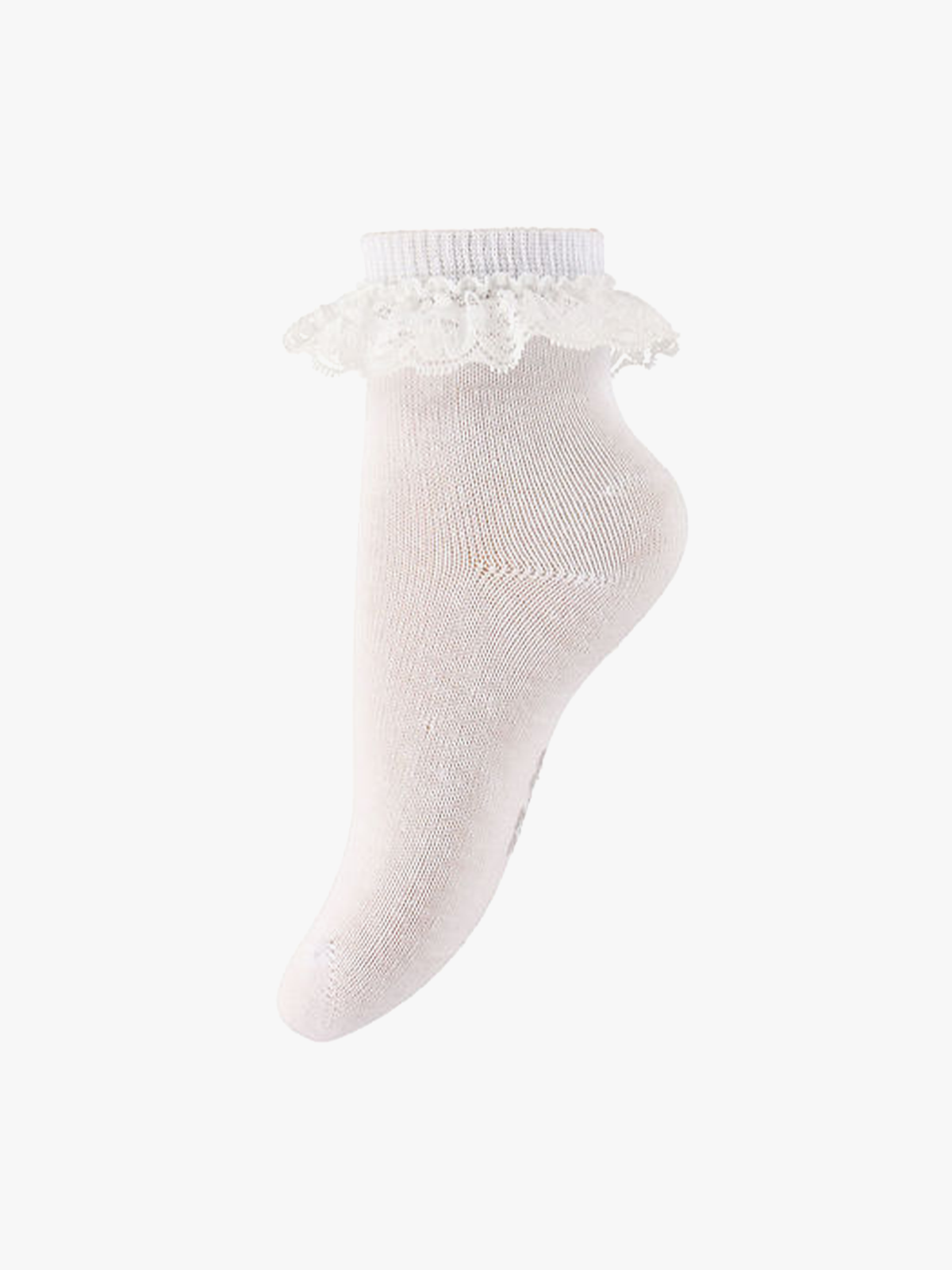 Minymo Ankle Sock With Lace Hvit