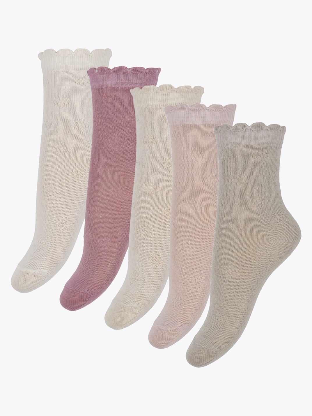 Minymo Socks With Knit 5 Pack White / Rose / Beige