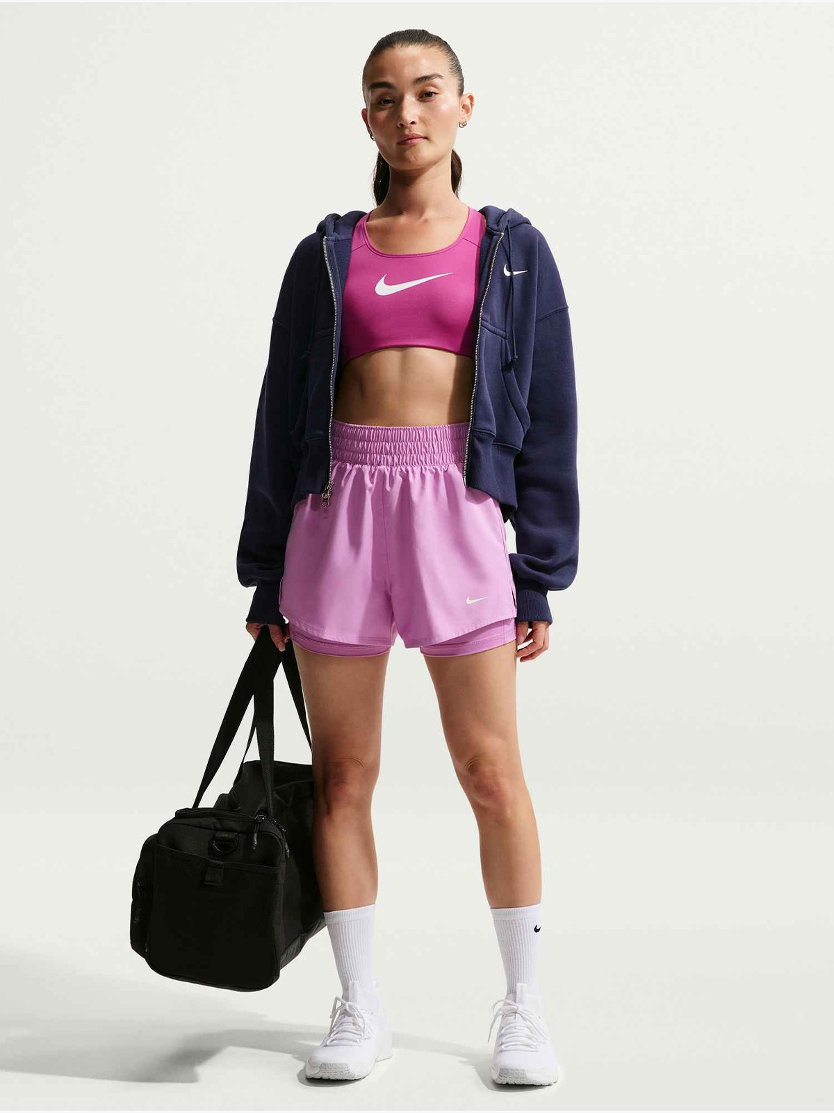 Nike One Dri-Fit High-Rise 2in1 Shorts Light Magenta / White