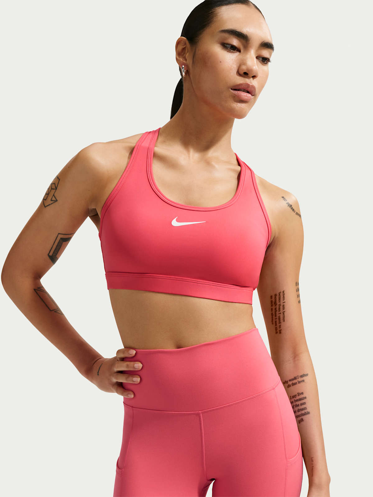 Nike Swoosh Mid-Support Padded Sports Bra Sea Coral / White