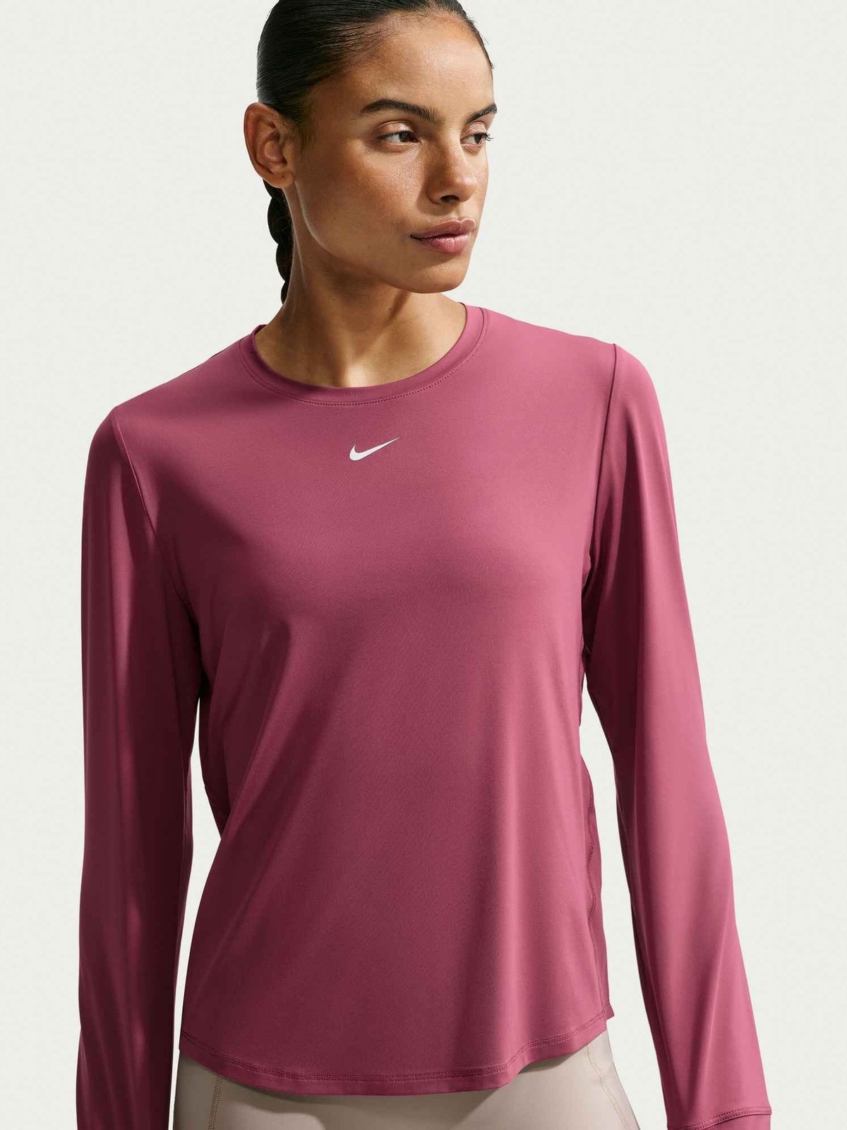 Nike One Classic Dri-Fit Long Sleeve Pink Smoke / White