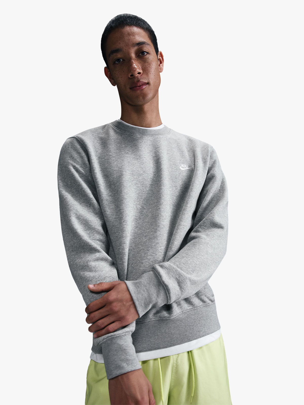 Nike Club Fleece Crew Dark Grey Heather / White