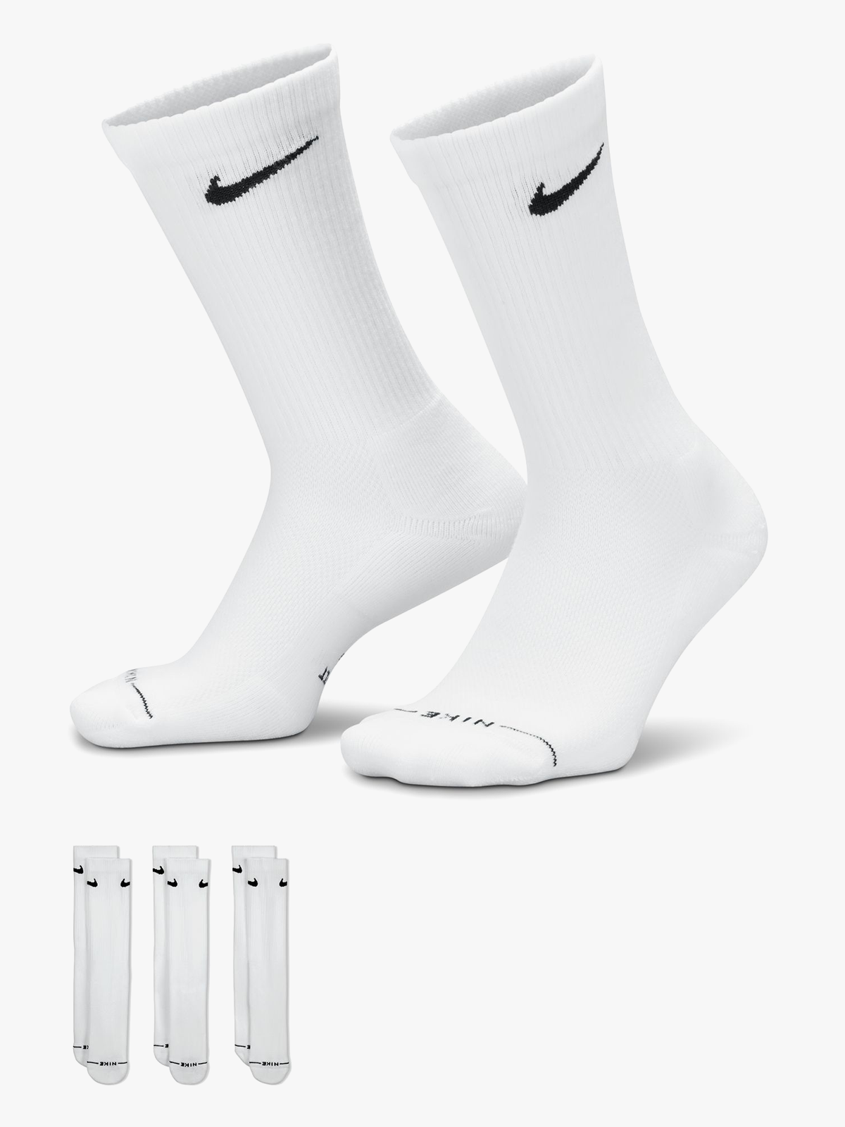 Nike Everyday Elevated Crew Socks 3pk Hvit