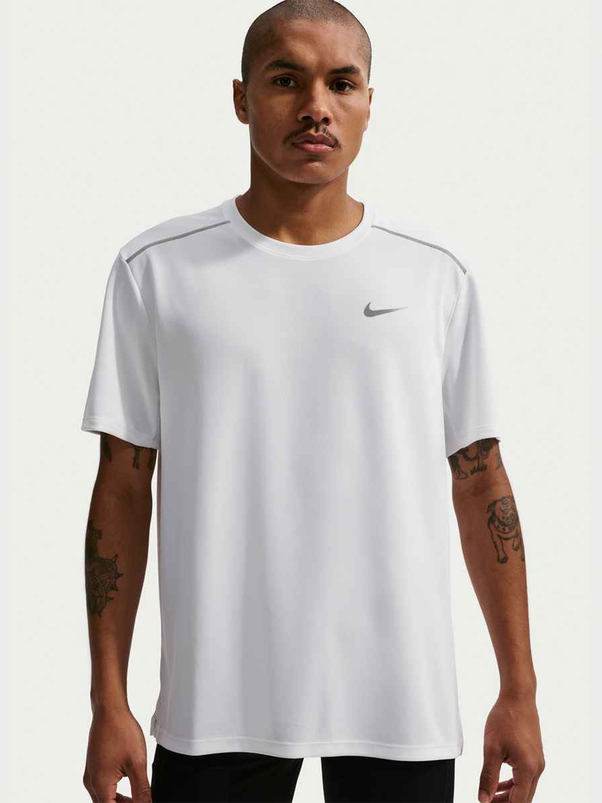 Nike Dri-Fit Miler UV Short Sleeve Running Top White / Reflective Silver