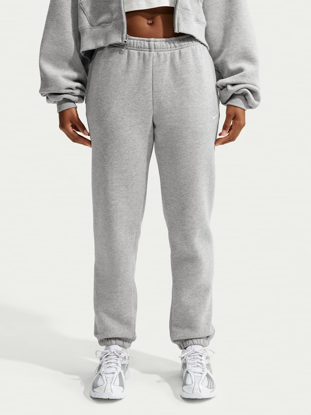 Nike Studio Fleece Mid-Rise Cuffed Pants Dark Grey Heather / Sail