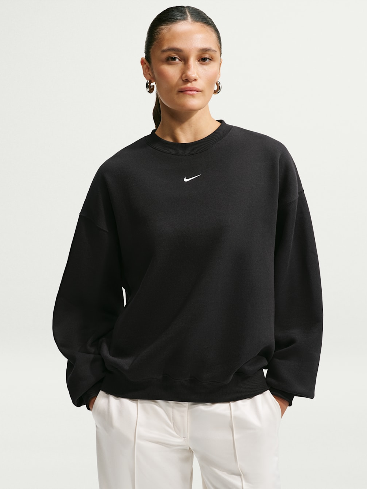 Nike Studio Fleece Crew Neck Sweatshirt Black / White