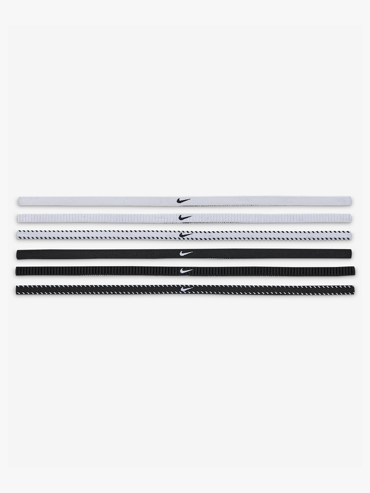 Nike Flex Classic Slim Headbands 6pk White