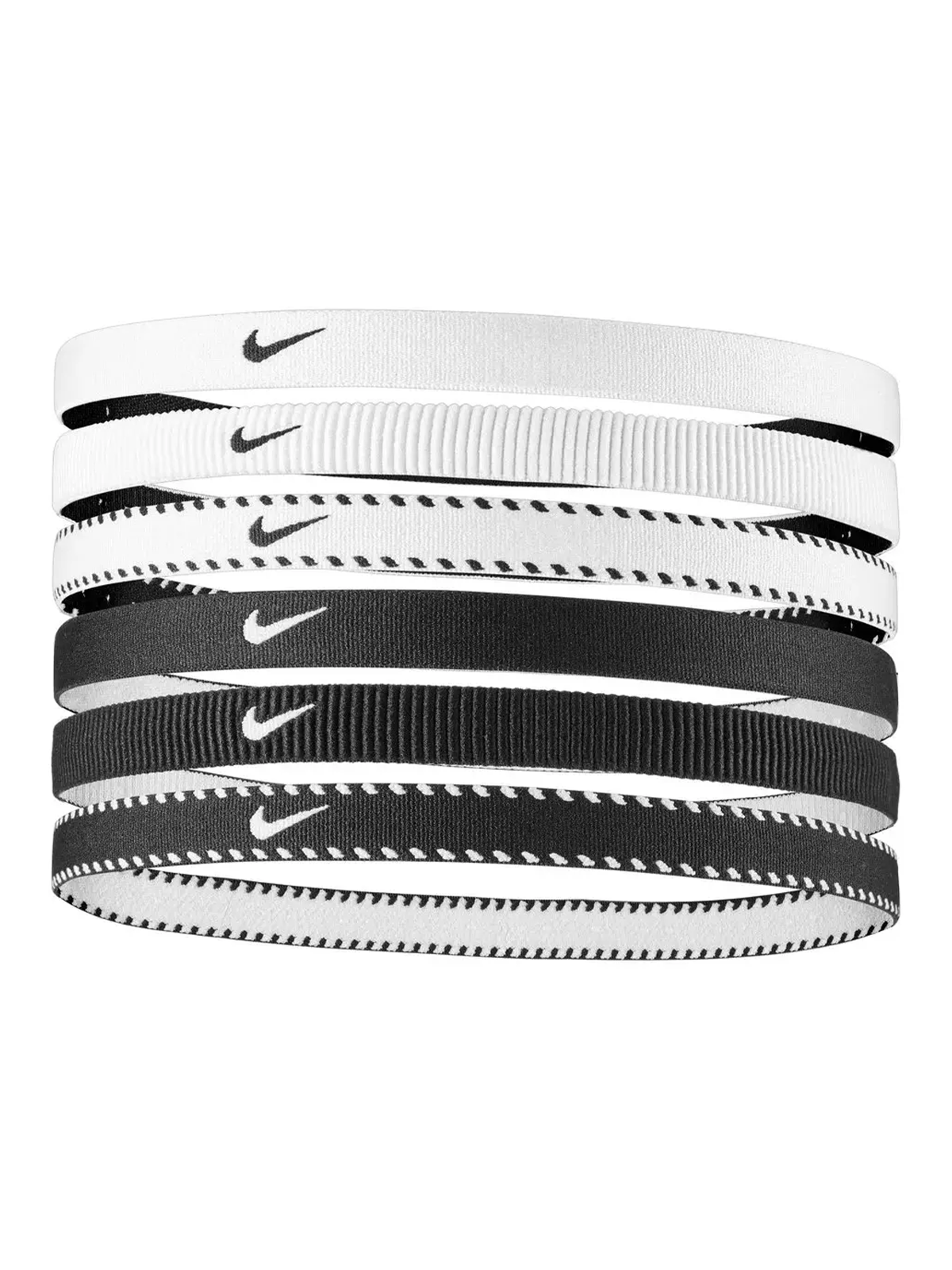 Nike Flex Classic Headbands 6pk Black / White
