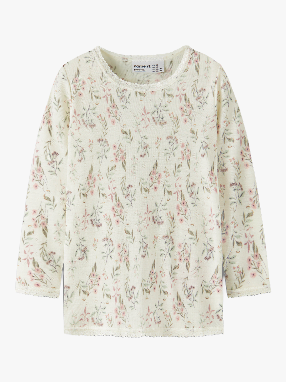 Name It Wang Wool Needle Long Sleeve Top Snow White
