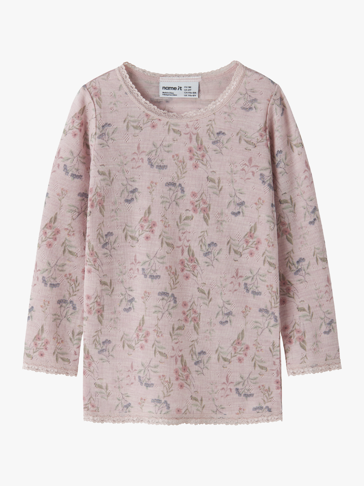 Name It Wang Wool Needle Long Sleeve Top Rosa