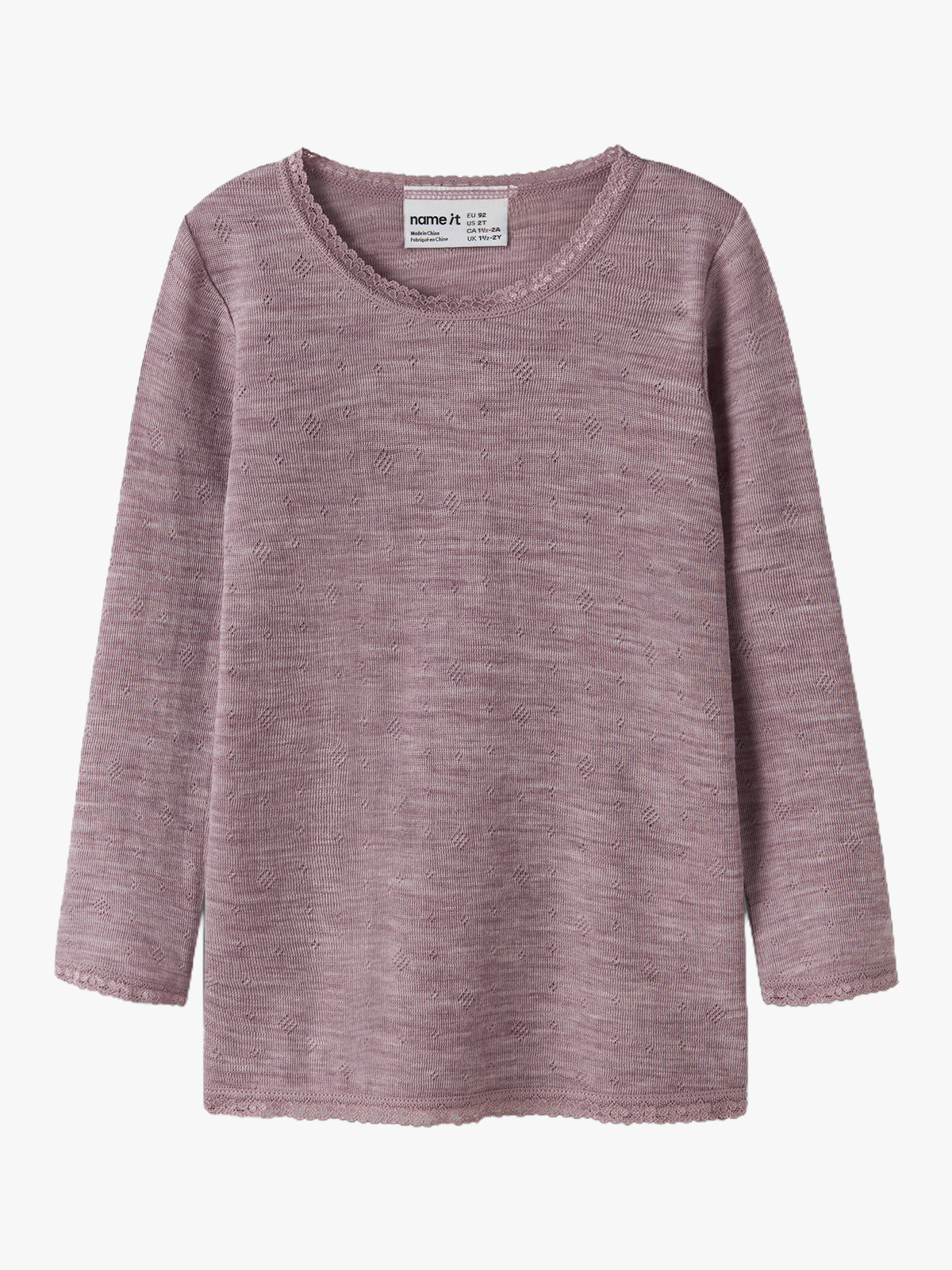 Name It Wang Wool Needle Long Sleeve Top Solid Toadstool