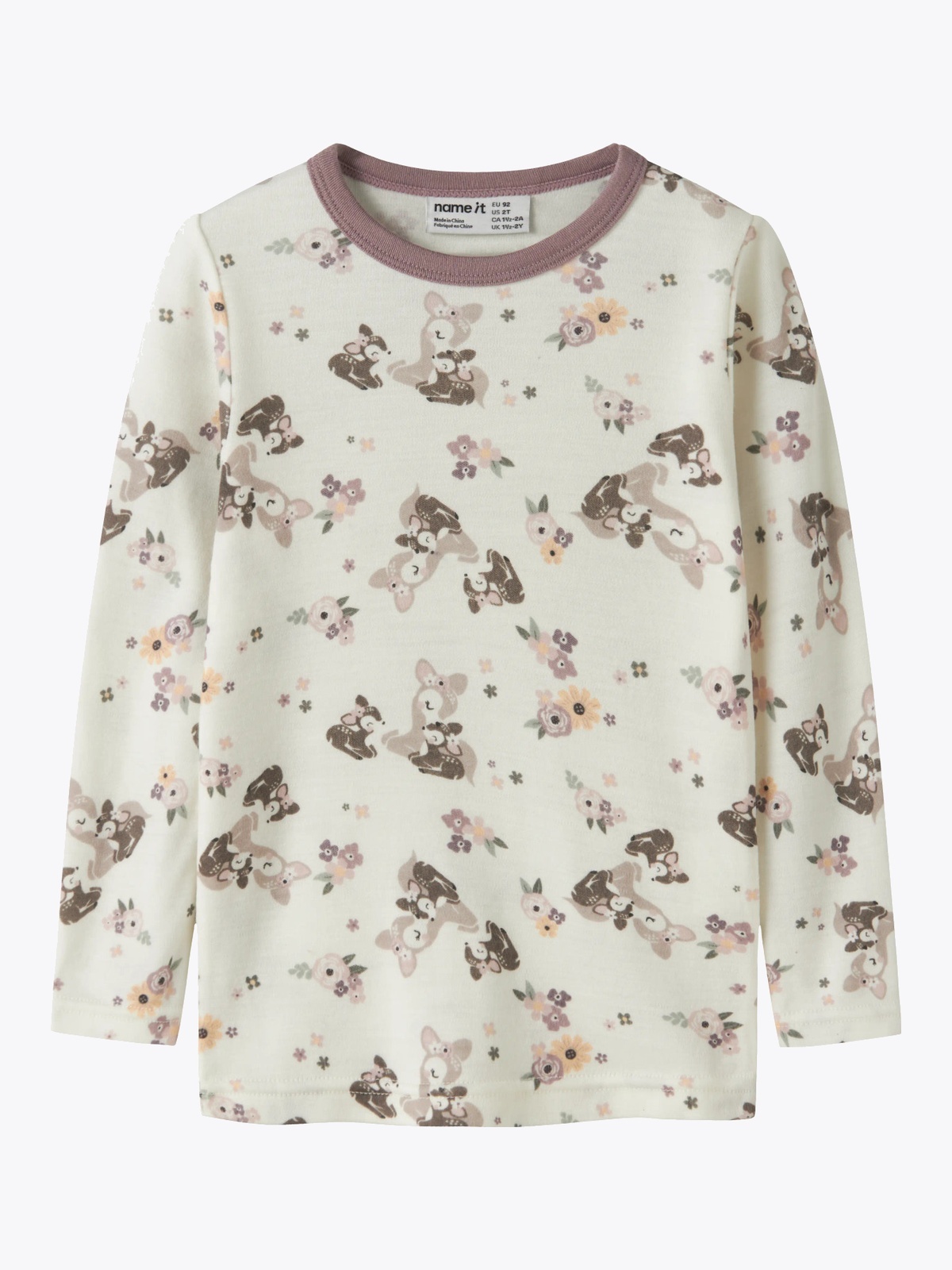 Name It Willit Wool Long Sleeve Top snow white bambi + flower