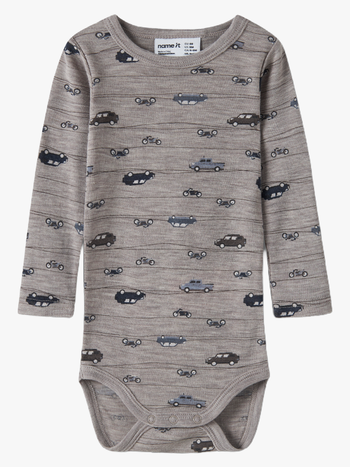 Name It Wang Wool Rib Long Sleeve Body All Over Print Satellite