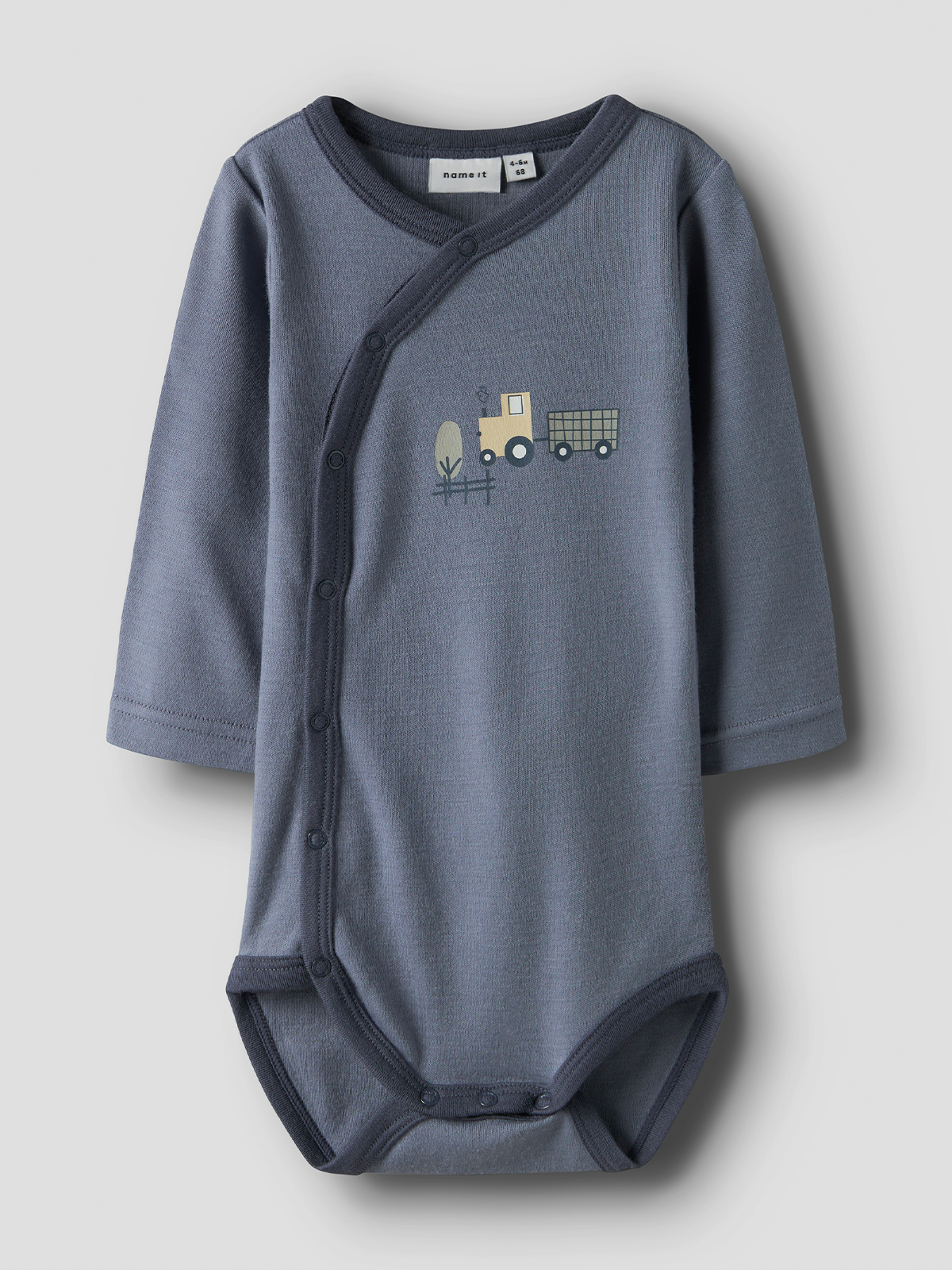 Name It Willit Wool Long Sleeve Wrap Body Folkstone Gray