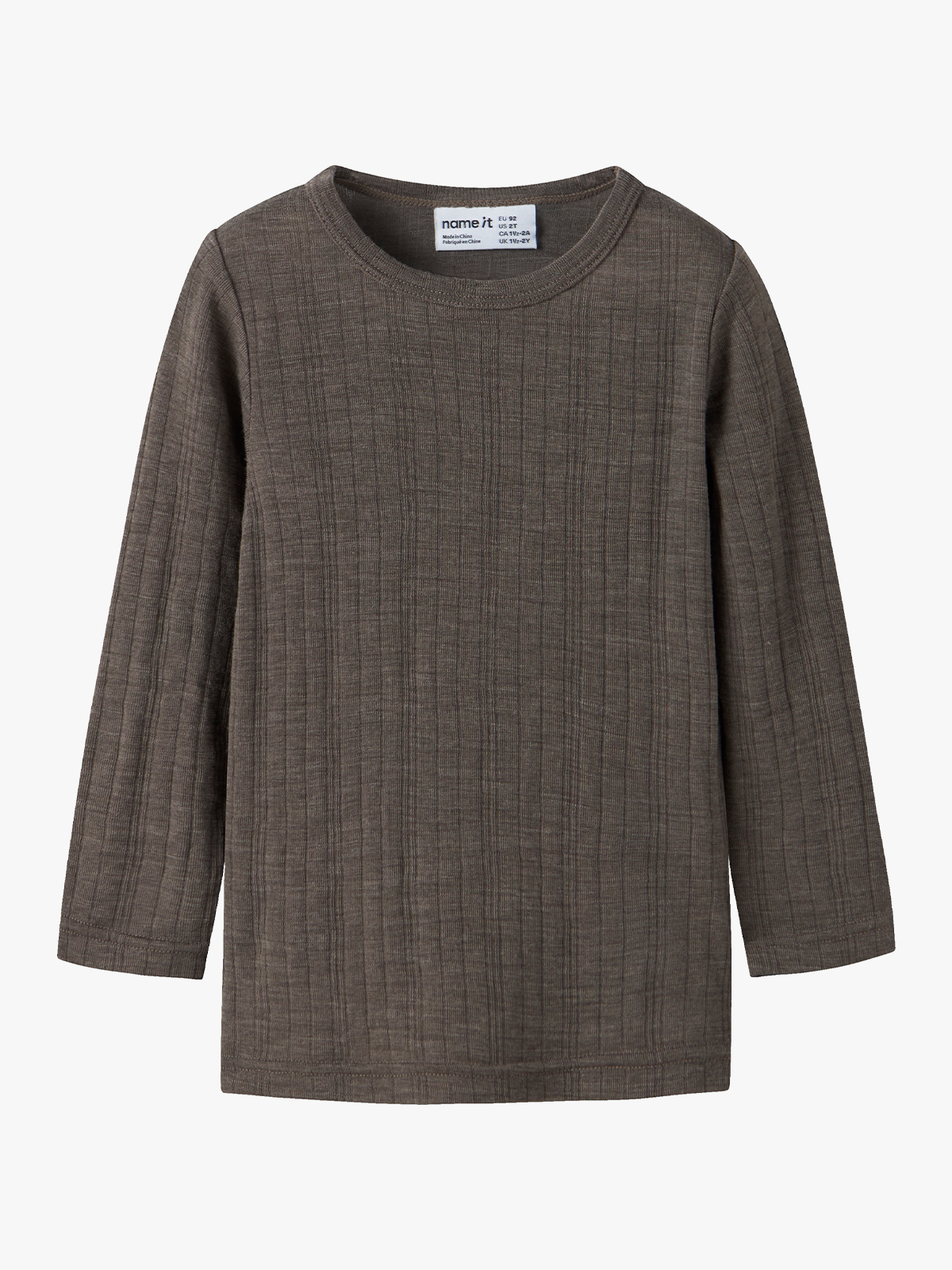 Name It Wang Wool Needle Long Sleeve Top Solid Morel