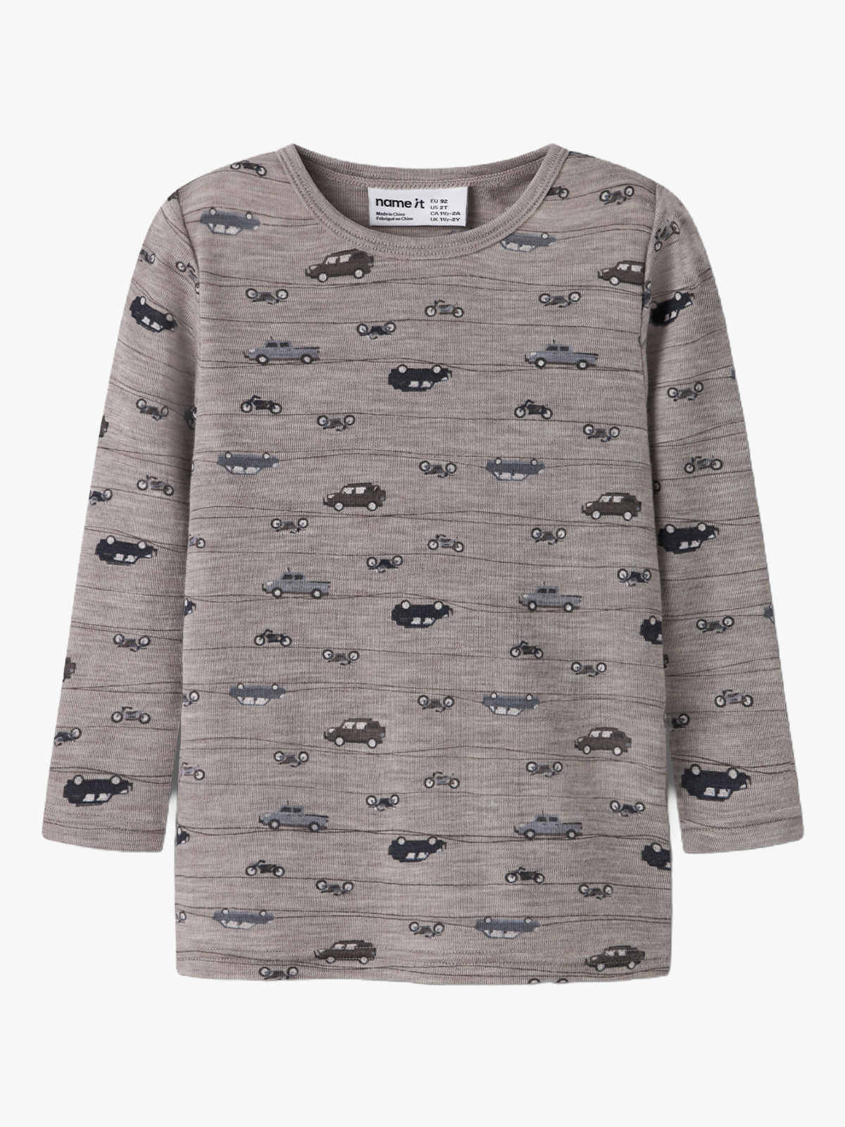 Name It Wang Wool Rib Long Sleeve Top All Over Print Satellite