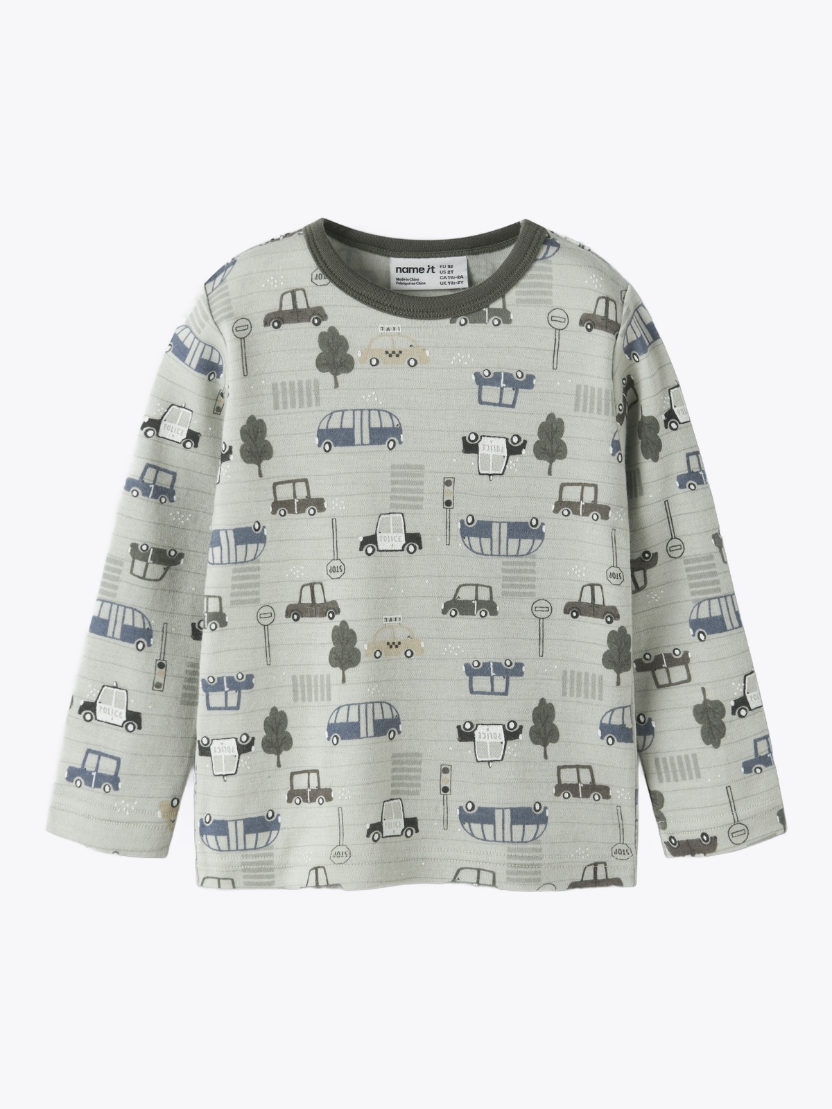 Name It Willow Wool Long Sleeve Top Mineral Gray City Cars