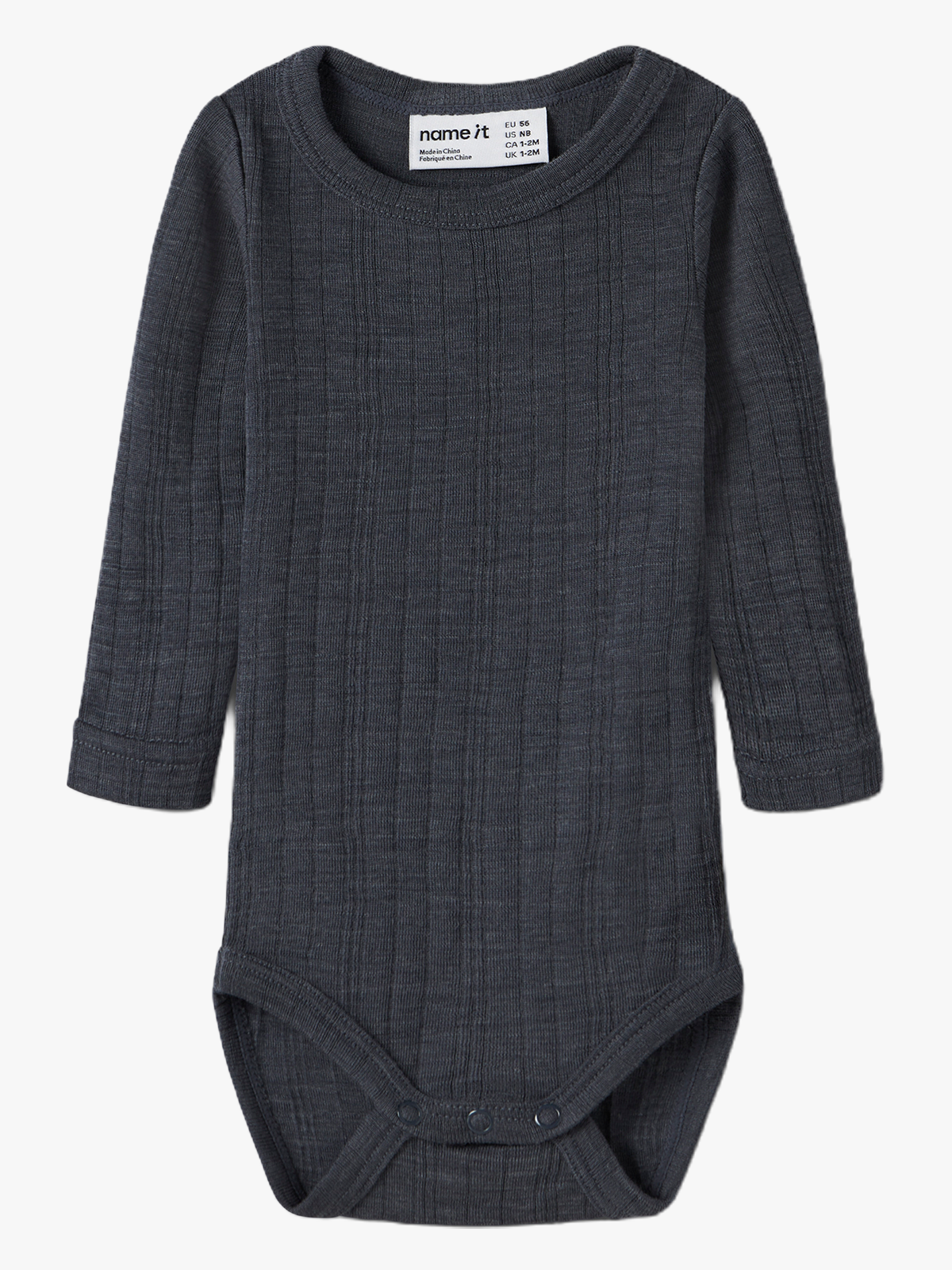 Name It Wang Wool Needle Long Sleeve Body Solid Ombre Blue