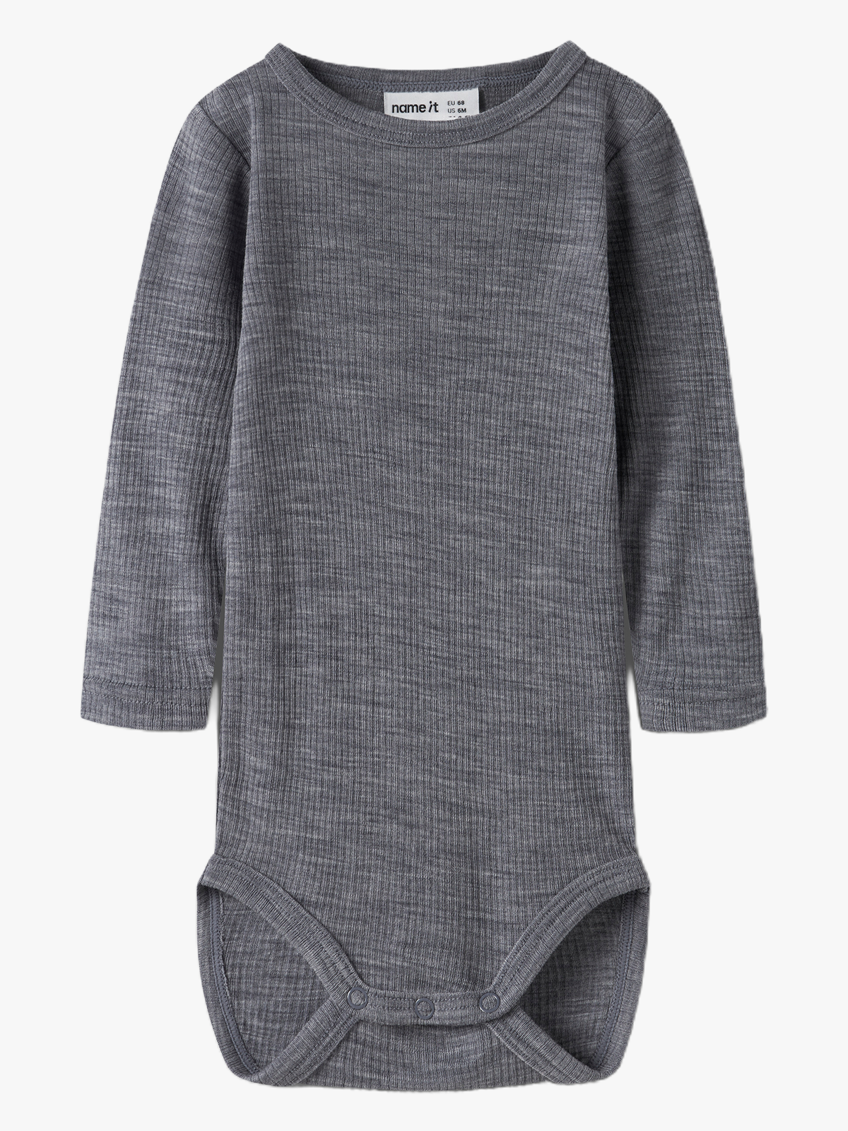 Name It Wax Wool Rib Long Sleeve Body Folkstone Gray